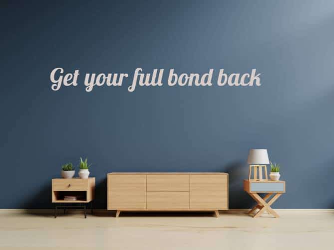 clean wooden floor, wooden furniture, the words "get your full bond back"
